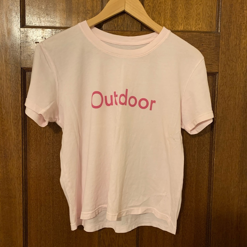 Outdoor Voices Cropped Pink Logo Tee